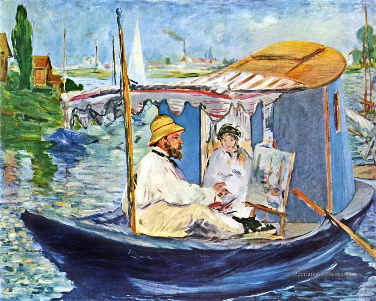 Monet dans son Studio Boat 2 Édouard Manet Peintures à l'huile
